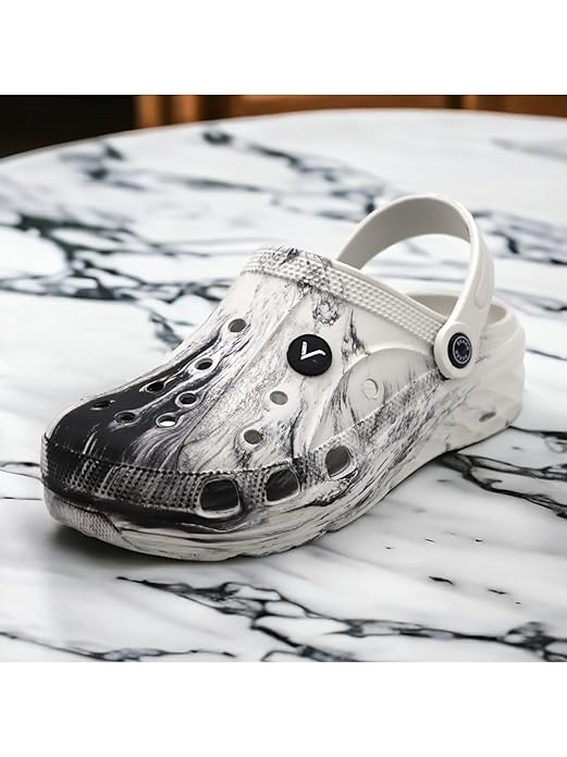 SVAAR Men's Marble Effect Classic Clogs || Sandals with Adjustable Back Strap for Men
