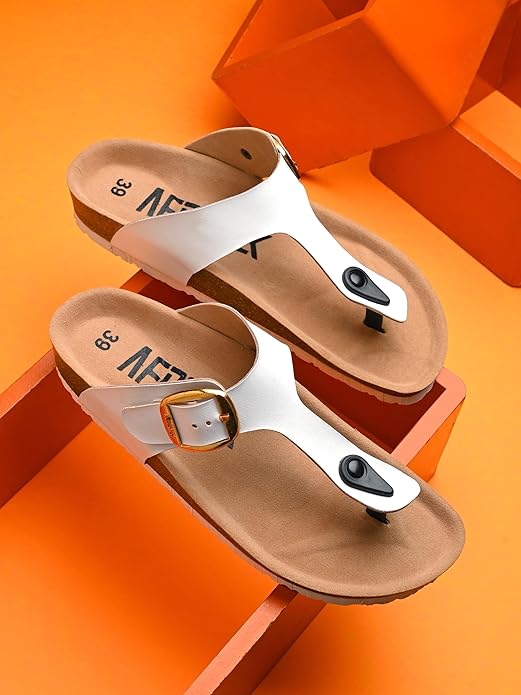 AFROJACK Synthetic Leather Sandals | Casual Sliders For Womens Stylish, Outdoor & Fashion Forward, Comfortable Cork Sandals for Women With Natural Cork and EVA Sole (sw760)
