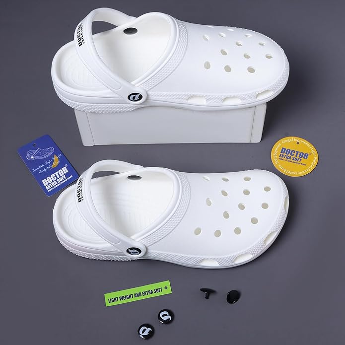 DOCTOR EXTRA SOFT Men's Classic Casual Clogs/Sandals with Adjustable Back Strap for Adult | Comfortable & Light Weight | Stylish & Anti-Skid | Waterproof & Daily Mules for Gents & Boys D-501