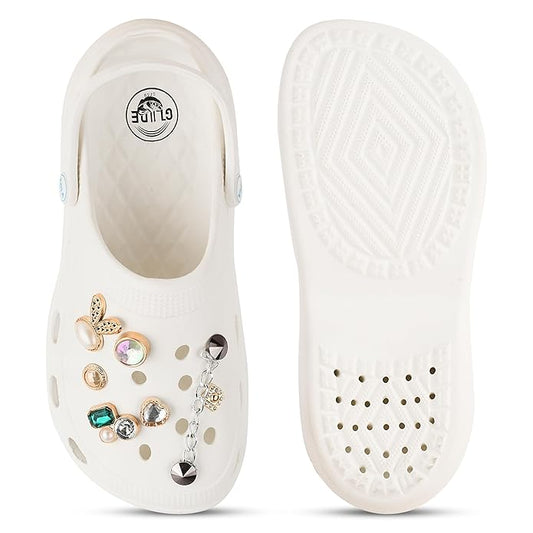 BEONZA Women Jewel Ultra Premium Casual Clogs/Sandals with Adjustable Back Strap for Adult | Comfortable & Light Weight | Stylish & Anti-Skid | Waterproof & Daily Mules for Ladies