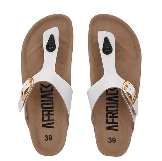 AFROJACK Synthetic Leather Sandals | Casual Sliders For Womens Stylish, Outdoor & Fashion Forward, Comfortable Cork Sandals for Women With Natural Cork and EVA Sole (sw760)