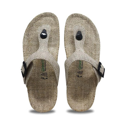 GreenSole Women Cork Footbed Slip-On Sandals with Adjustable Straps | Comfortable Arch Support Slides for Casual Wear, Outdoor | Lightweight Summer Slippers - Hempy Toes | 2 to 8 UK